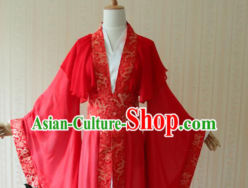 China Traditional Song Dynasty Young Beauty Red Hanfu Dress Cosplay Fairy Murong An Clothing Ancient Princess Garments
