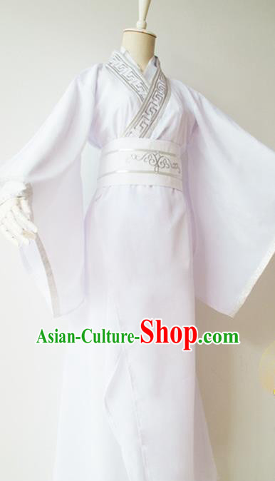 Chinese Ancient Scholar Garment Costumes Cosplay Swordsman White Hanfu Clothing Traditional Han Dynasty Childe Xia Sini Apparels