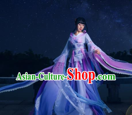 China Cosplay Swordswoman Jiang Yanli Clothing Ancient Young Beauty Garments Traditional Jin Dynasty Princess Hanfu Dress