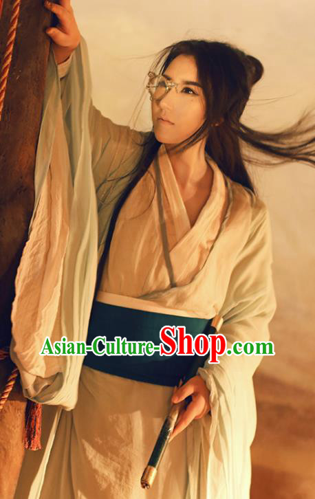 China Jin Dynasty Childe Garment Costumes Traditional Cosplay Swordsman Gu Yun Hanfu Clothing Ancient Scholar Apparels