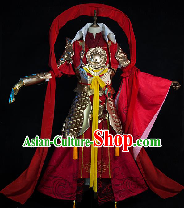 Chinese Ancient Swordsman Garment Costumes Cosplay General Armor Clothing Traditional Heaven Warrior Ne Zha Apparels
