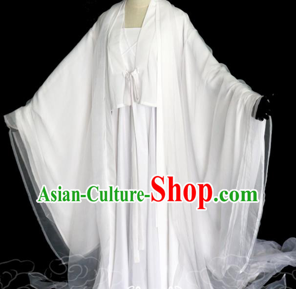 China Traditional Song Dynasty Princess White Hanfu Dress Cosplay Drama Swordswoman Wu Xingyun Clothing Ancient Goddess Garments