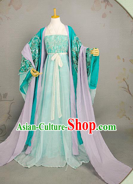 China Traditional Song Dynasty Princess Green Hanfu Dress Cosplay Fairy Hua Qiangu Clothing Ancient Court Lady Garments