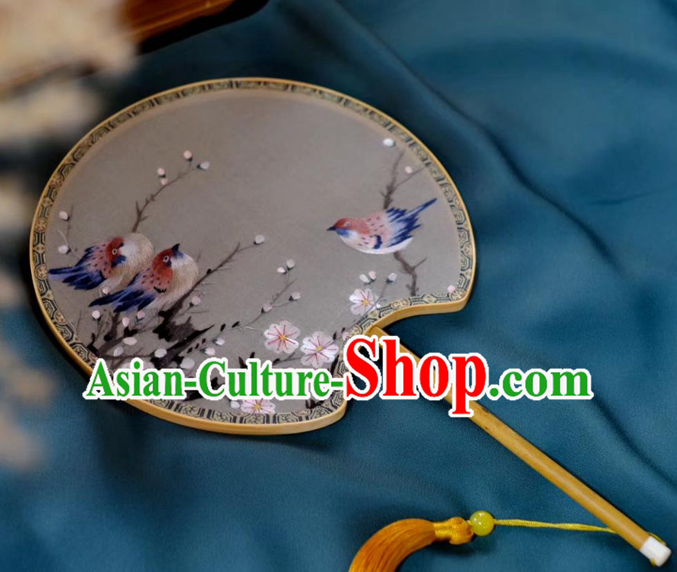 China Traditional Hanfu Silk Fan Classical Palace Fan Double Side Suzhou Embroidered Plum Fan Handmade Song Dynasty Princess Fans