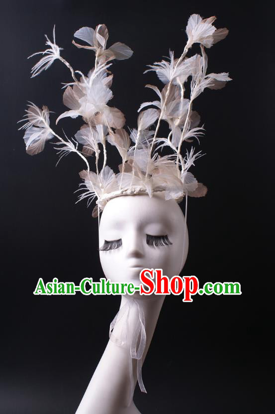 Top Rio Carnival Decorations Halloween Cosplay Hair Accessories Stage Show Silk Flowers Hair Crown Baroque Giant Headdress