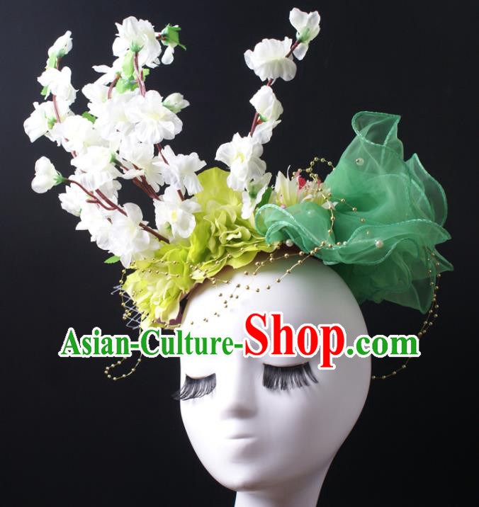 Top Halloween Cosplay Hair Accessories Stage Show Silk Flowers Hair Crown Brazil Parade Giant Headpiece Rio Carnival Decorations