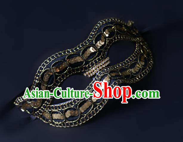 Professional Cosplay Golden Sequins Mask Party Performance Face Mask Rio Carnival Blinder Headwear