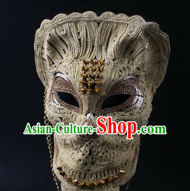Rio Carnival Headwear Halloween Party Male Cosplay Mask Professional Stage Performance Lace Face Mask