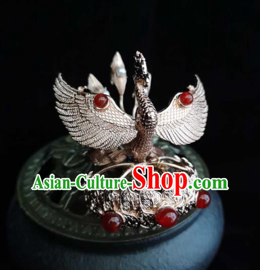 China Traditional Hanfu Hair Accessories Ancient Palace Lady Hair Crown Tang Dynasty Princess Golden Phoenix Coronet