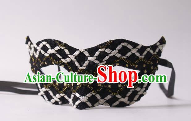 Handmade Carnival Black Face Mask Stage Show Blinder Headpiece Halloween Cosplay Party Woman Mask