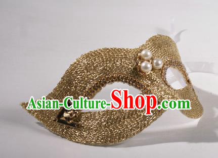 Rio Carnival Blinder Headwear Halloween Party Male Cosplay Golden Mask Professional Stage Performance Face Mask