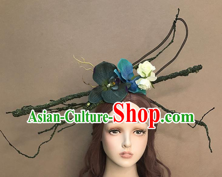 Top Catwalks Hair Clasp Cosplay Witch Hair Accessories Baroque Giant Hair Crown Stage Show Headdress