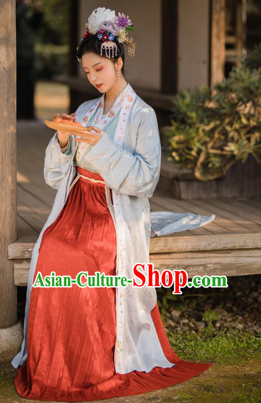 China Traditional Hanfu Garments Song Dynasty Imperial Concubine Historical Clothing Ancient Court Woman Dress Full Set