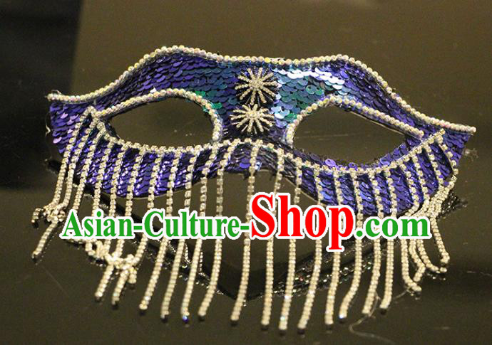 Handmade Halloween Cosplay Crystal Tassel Face Mask Costume Party Sequins Blinder Baroque Princess Headpiece Brazil Carnival Mask