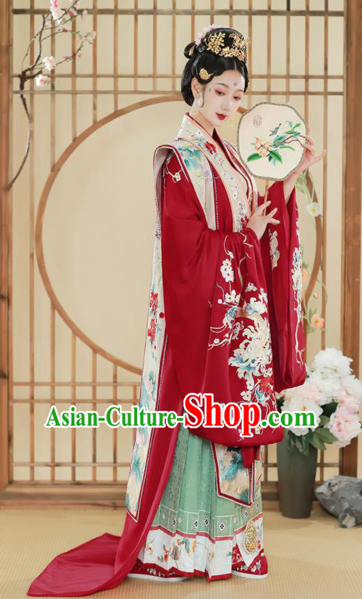 China Traditional Song Dynasty Empress Wedding Historical Clothing Ancient Court Bride Embroidered Hanfu Dress Garments Full Set