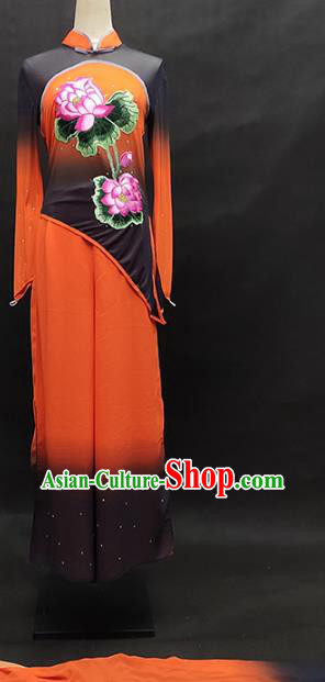 China Fan Dance Performance Garment Costume Folk Dance Clothing Jiaozhou Yangko Group Dance Orange Uniforms