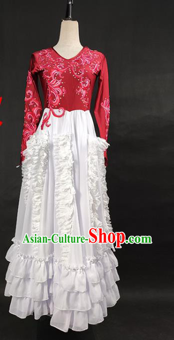 China Kazakh Nationality Stage Performance Clothing Ethnic Female Dance Garments Xinjiang Minority Folk Dance Dress