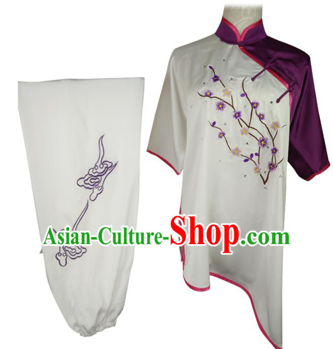Chinese Chang Boxing Garment Costumes Martial Arts Embroidered Plum Blossom Outfits Kungfu Wushu Competition Clothing
