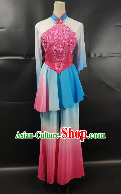 China Female Solo Dance Clothing Jiaozhou Yangko Performance Uniforms Fan Dance Orchids Dance Garment Costume