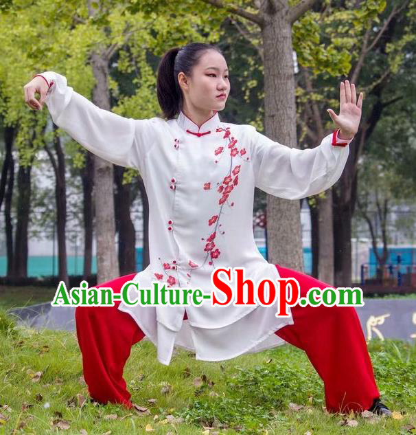 Chinese Tai Chi Sword Performance Suits Martial Arts Printing Plum Blossom Outfits Kung Fu Wushu Competition Clothing