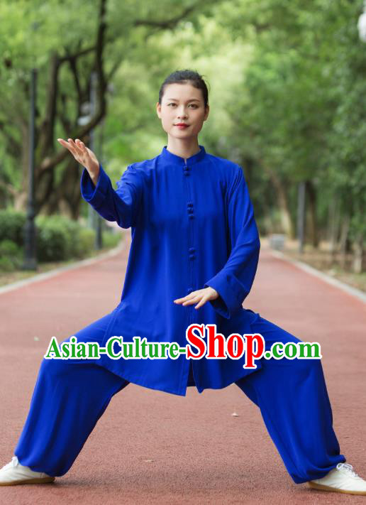 Chinese Kung Fu Suits Tai Ji Competition Royalblue Outfits Tai Chi Group Performance Clothing Martial Arts Garment