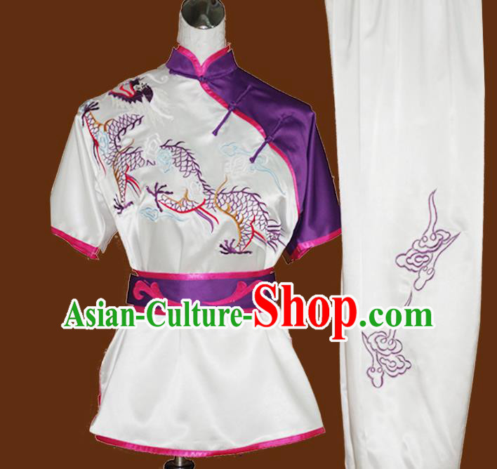 China Martial Arts Embroidered Dragon Clothing Nanquan Boxing Training Suits Kung Fu Uniforms Wushu Kongfu Garment Costumes