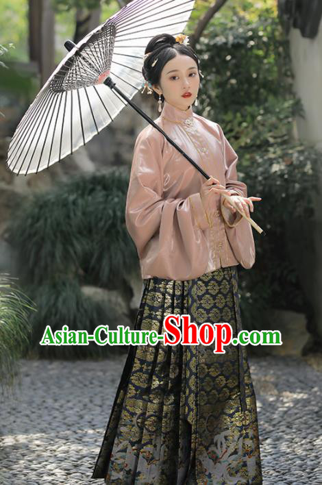 China Ancient Young Mistress Hanfu Dress Clothing Ming Dynasty Noble Beauty Historical Garment Costumes for Court Women
