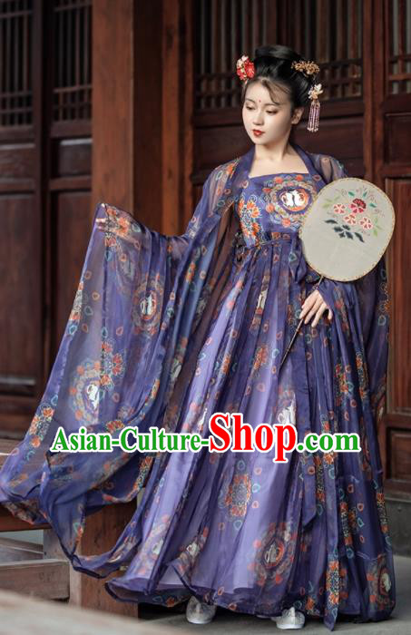 China Ancient Court Infanta Purple Hanfu Dress Tang Dynasty Noble Princess Historical Garments Clothing