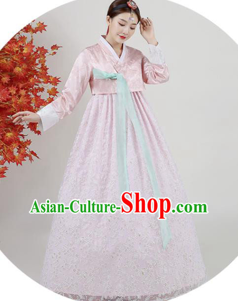Asian Korea Court Peach Pink Blouse and Dress Classical Dance Outfits Korean Traditional Wedding Dress Ancient Bride Garment Costumes