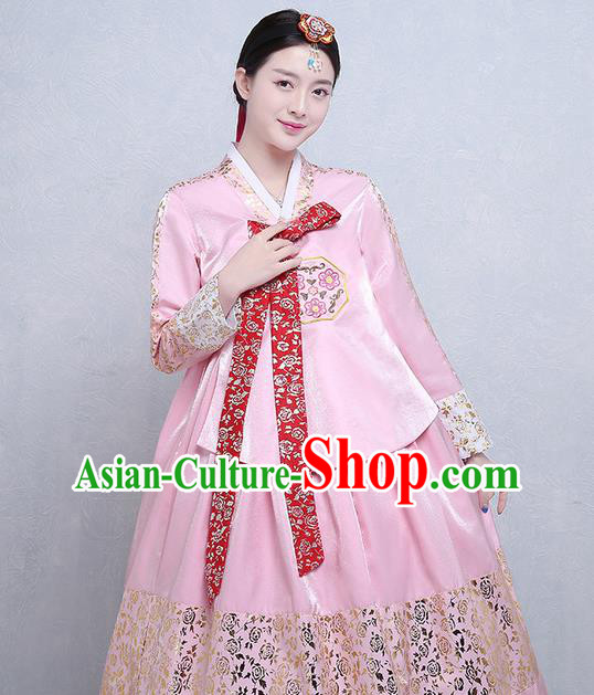 Korean Wedding Clothing Classical Dance Pink Blouse and Dress Korea Court Tangyi Hanbok Traditional Bride Fashion Garments