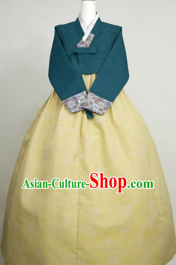 Korea Classical Hanbok Atrovirens Blouse and Yellow Dress Traditional Wedding Celebration Clothing Korean Bride Mother Fashion Costumes