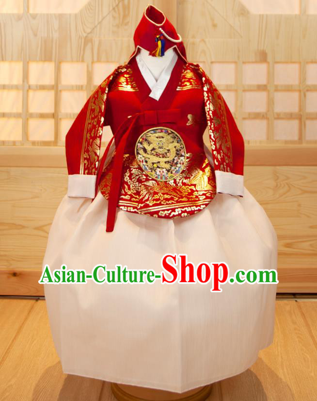 Korean Princess Fashion Korea Girl Festival Red Shirt and White Dress Traditional Garment Costumes Children Tangyi Hanbok Clothing
