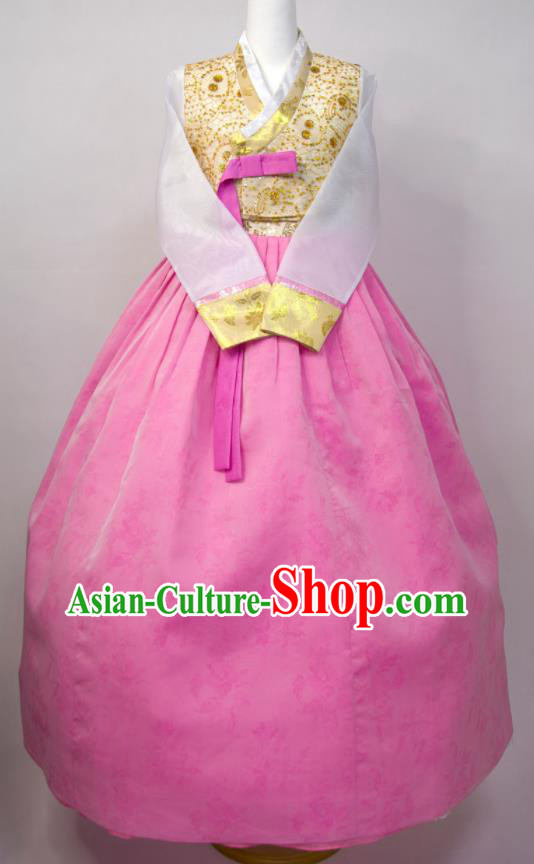 Korean Festival Clothing Woman Fashion Yellow Blouse and Pink Dress Traditional Wedding Bride Costumes Court Ceremony Hanbok