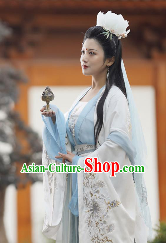 China Song Dynasty Taoist Nun Historical Garment Costumes Ancient Imperial Consort Embroidered Hanfu Dress Clothing