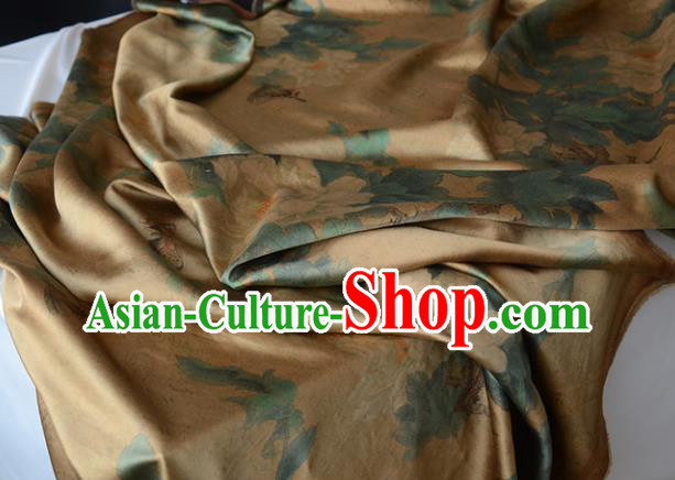Chinese Silk Fabric Ginger Gambiered Guangdong Gauze High Quality Cheongsam Cloth Classical Peony Butterfly Pattern DIY Fabric