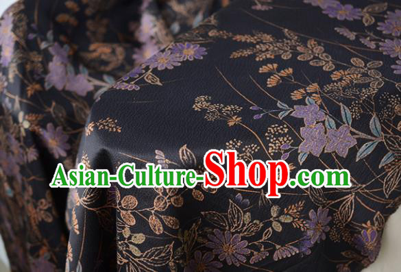 Chinese High Quality Cheongsam Cloth Classical Daisy Pattern DIY Satin Fabric Silk Fabric Black Gambiered Guangdong Gauze