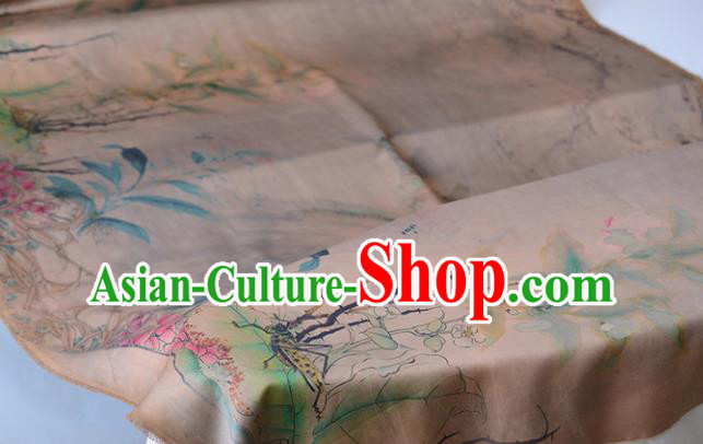 Chinese Khaki Gambiered Guangdong Gauze High Quality Cheongsam Cloth Classical Pattern DIY Satin Fabric Silk Fabric