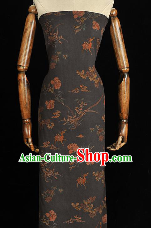 Chinese Cheongsam Cloth Traditional Pattern DIY Satin Fabric Silk Fabric Grey Gambiered Guangdong Gauze