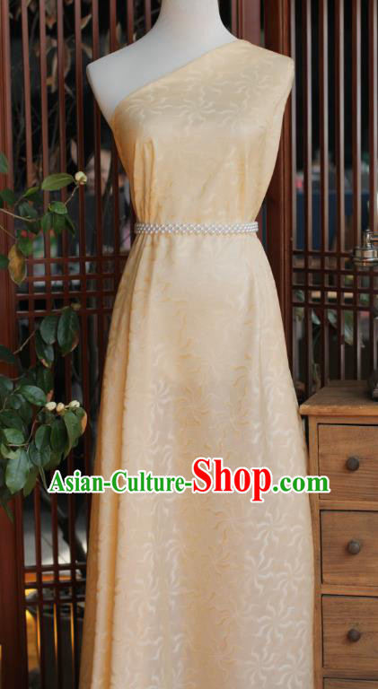 Chinese Apricot Silk Fabric Classical Snowflakes Pattern Brocade Jacquard Tapestry Cloth Traditional Qipao Dress Drapery