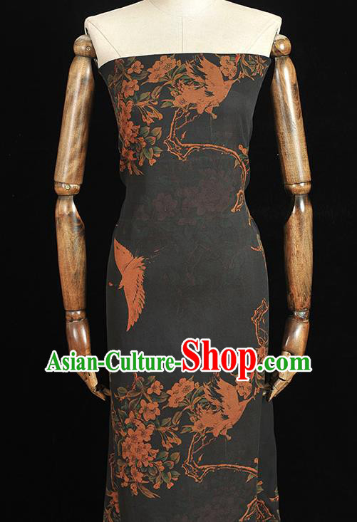 Chinese Cheongsam Silk Cloth Top Quality Gambiered Guangdong Gauze Traditional Sakura Crane Pattern Dress Fabric