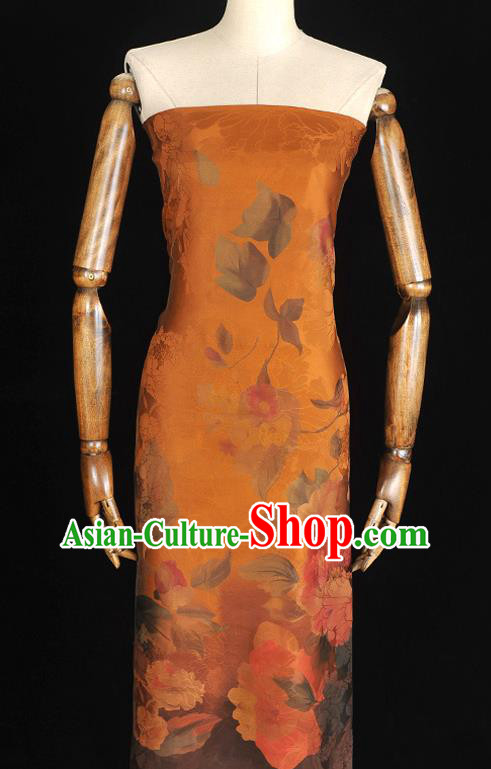 Top Chinese Cheongsam Silk Fabric Classical Gambiered Guangdong Gauze Traditional Jacquard Ginger Brocade Cloth