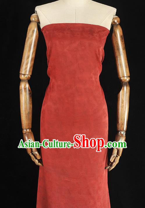 Top Chinese Classical Feather Pattern Silk Fabric Traditional Wine Red Brocade Cloth Cheongsam Gambiered Guangdong Gauze