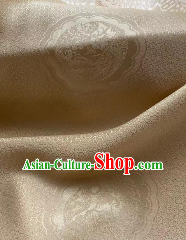 Chinese Jacquard Tapestry Material Traditional Hanfu Dress Drapery Light Golden Silk Fabric Classical Dragon Phoenix Pattern Brocade Cloth