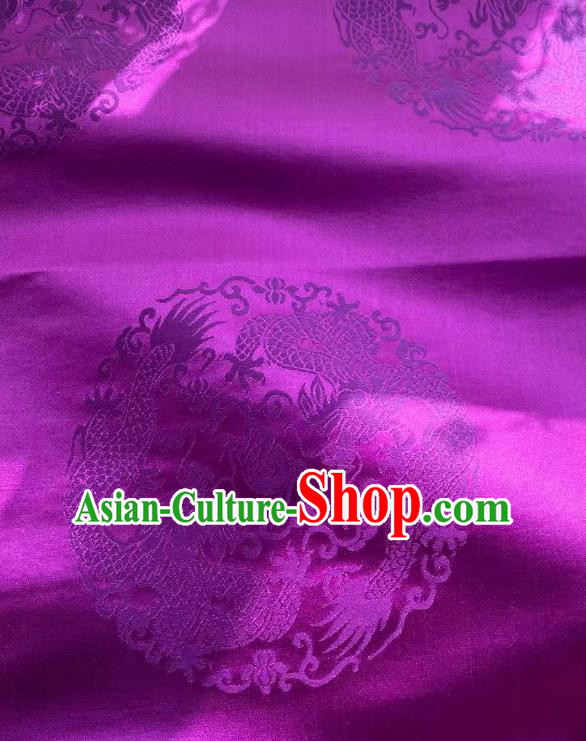 Chinese Silk Fabric Classical Dragons Pattern Purple Brocade Cloth Tapestry Material Traditional Tang Suit Drapery