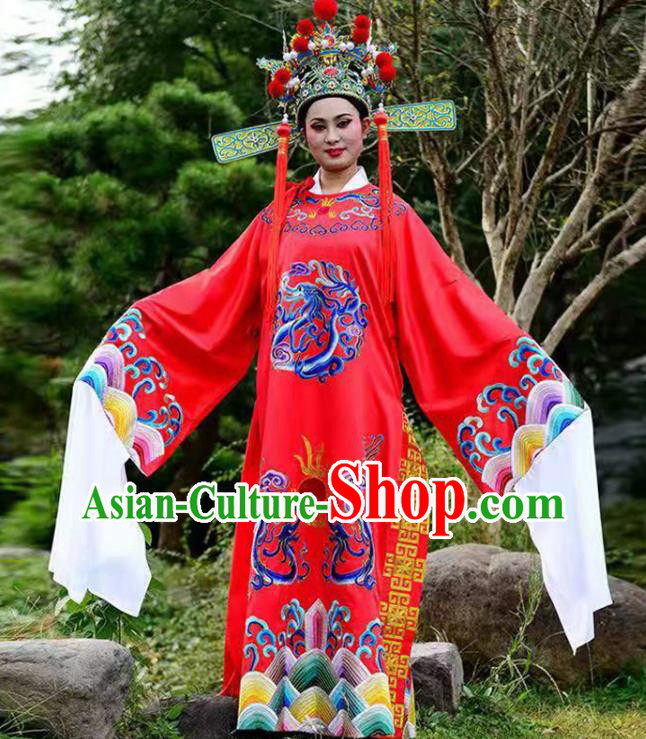 China Shaoxing Opera Scholar Clothing Traditional Peking Opera Xiaosheng Embroidered Red Robe Beijing Opera Niche Garment