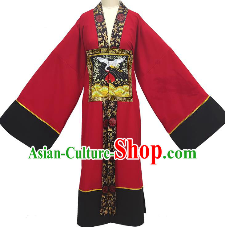 China Shaoxing Opera Red Priest Frock Clothing Peking Opera Taoist Robe Traditional Beijing Opera Embroidered Garment