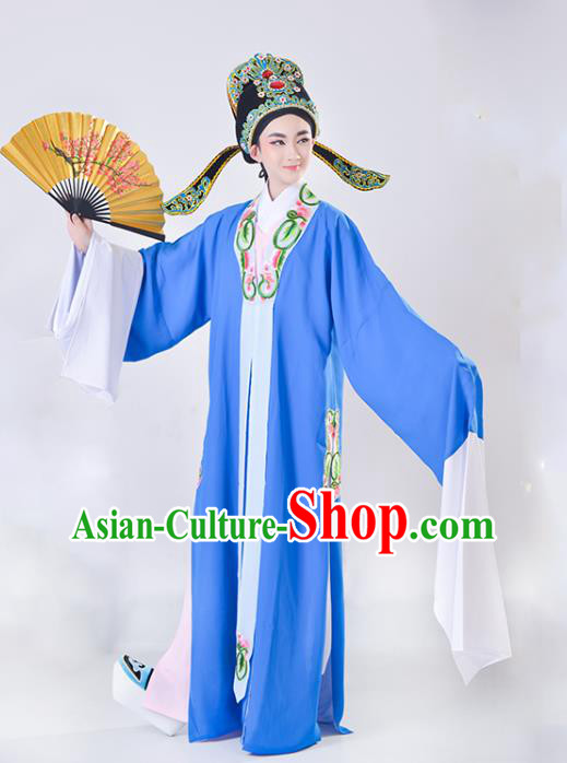 China Traditional Peking Opera Young Male Blue Cape Beijing Opera Niche Garment Shaoxing Opera Scholar Clothing
