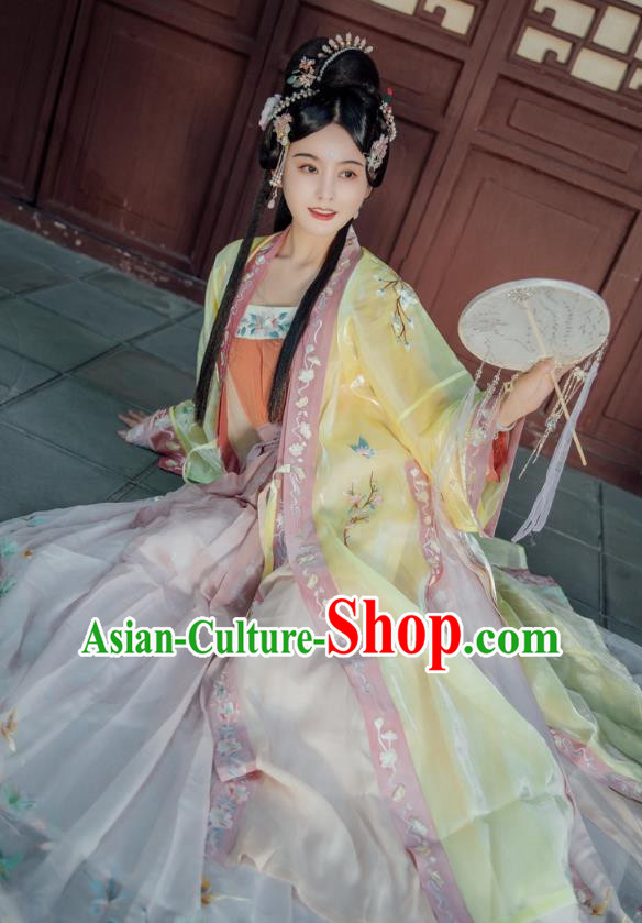 China Traditional Song Dynasty Young Beauty Historical Clothing Ancient Princess Hanfu Dress Garments Complete Set