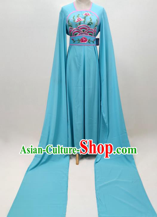 Chinese Shaoxing Opera Fairy Garment Beijing Opera Hua Tan Clothing Traditional Peking Opera Blue Water Sleeve Dress