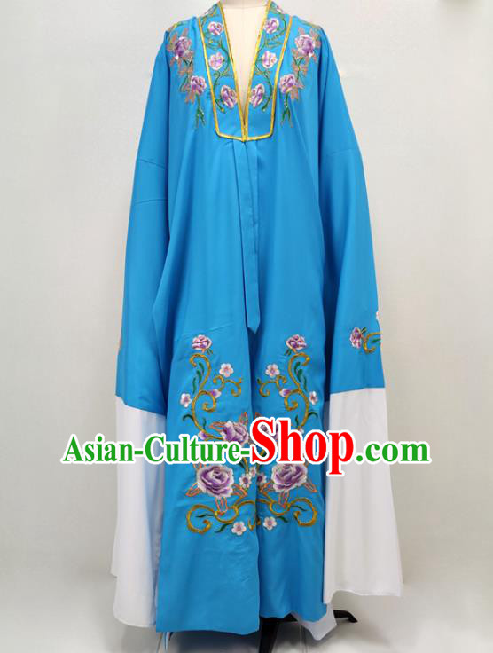 China Traditional Beijing Opera Young Man Blue Cape Shaoxing Opera Clothing Peking Opera Scholar Garment Costume